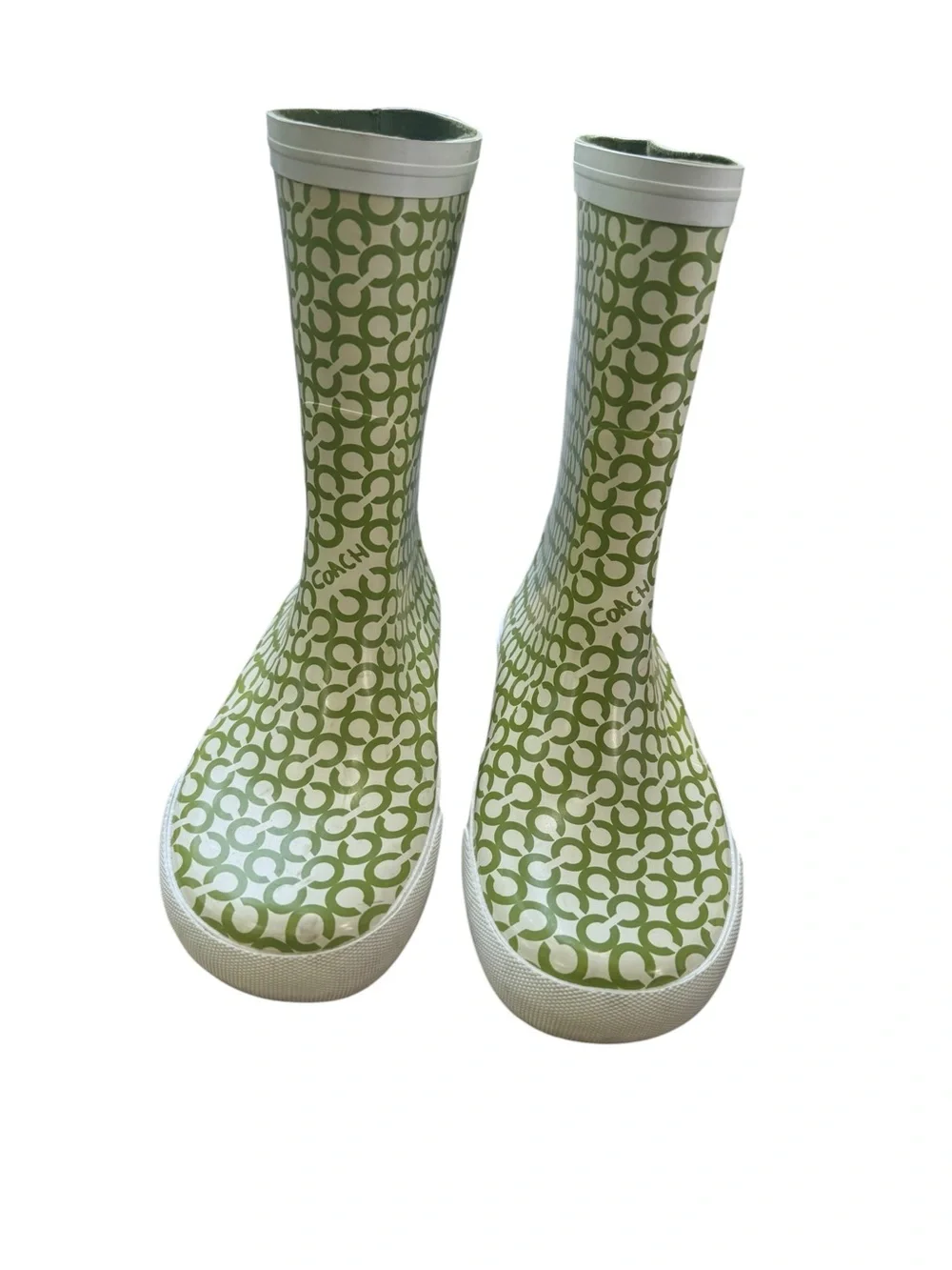 Coach Ursula Signature Rain Boots Size 5B Monogram Mid-Calf Rubber Waterproof